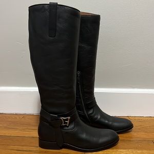 Frye Melissa Knotted Tall Riding Boot Extended Genuine leather, size 7, black